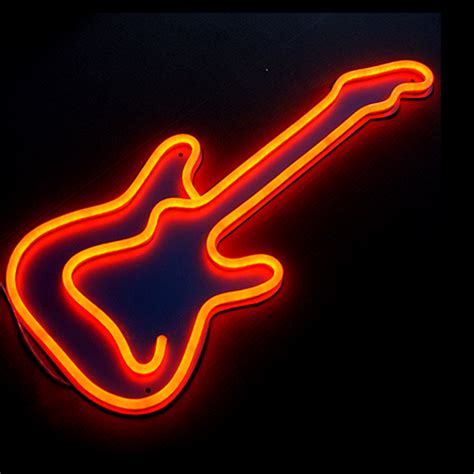 White Guitar Handmade Art Neon Sign. . Guitar neon sign